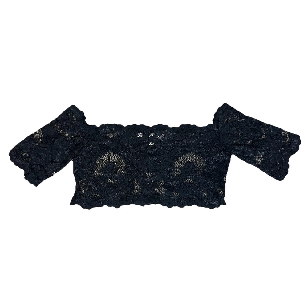Vtg Victorias Secret Crop Top Womens Sheer Lace Off Shoulder Lingerie 90s Y2K